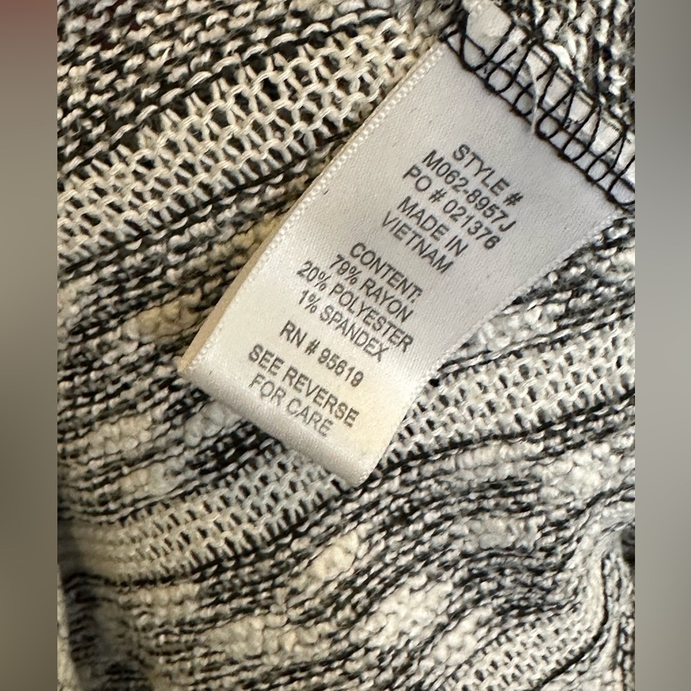 John Paul Richard Black and White Stripe Slub Knit Cowel Neck Sweater XL - Picture 3 of 4